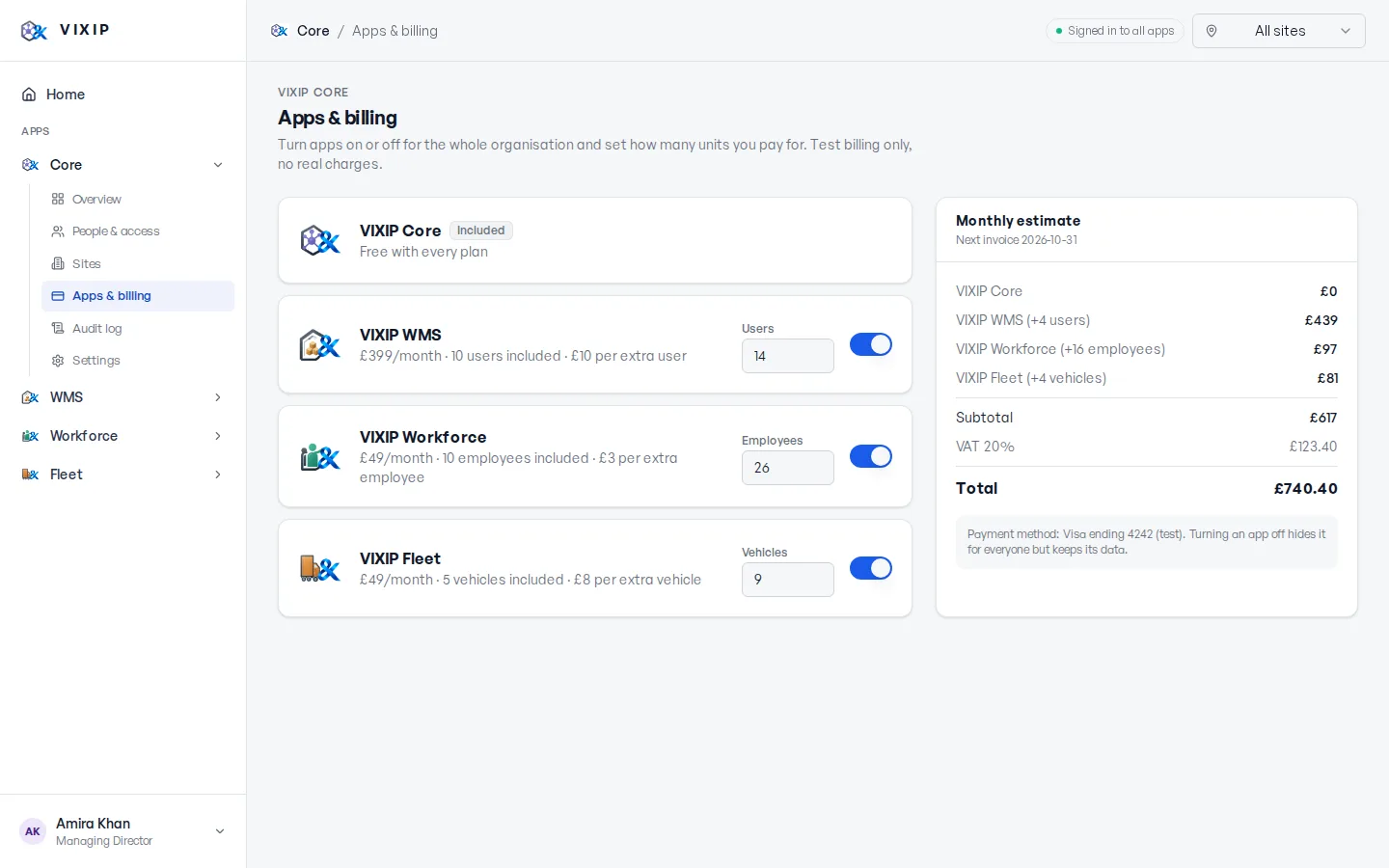 Apps and billing